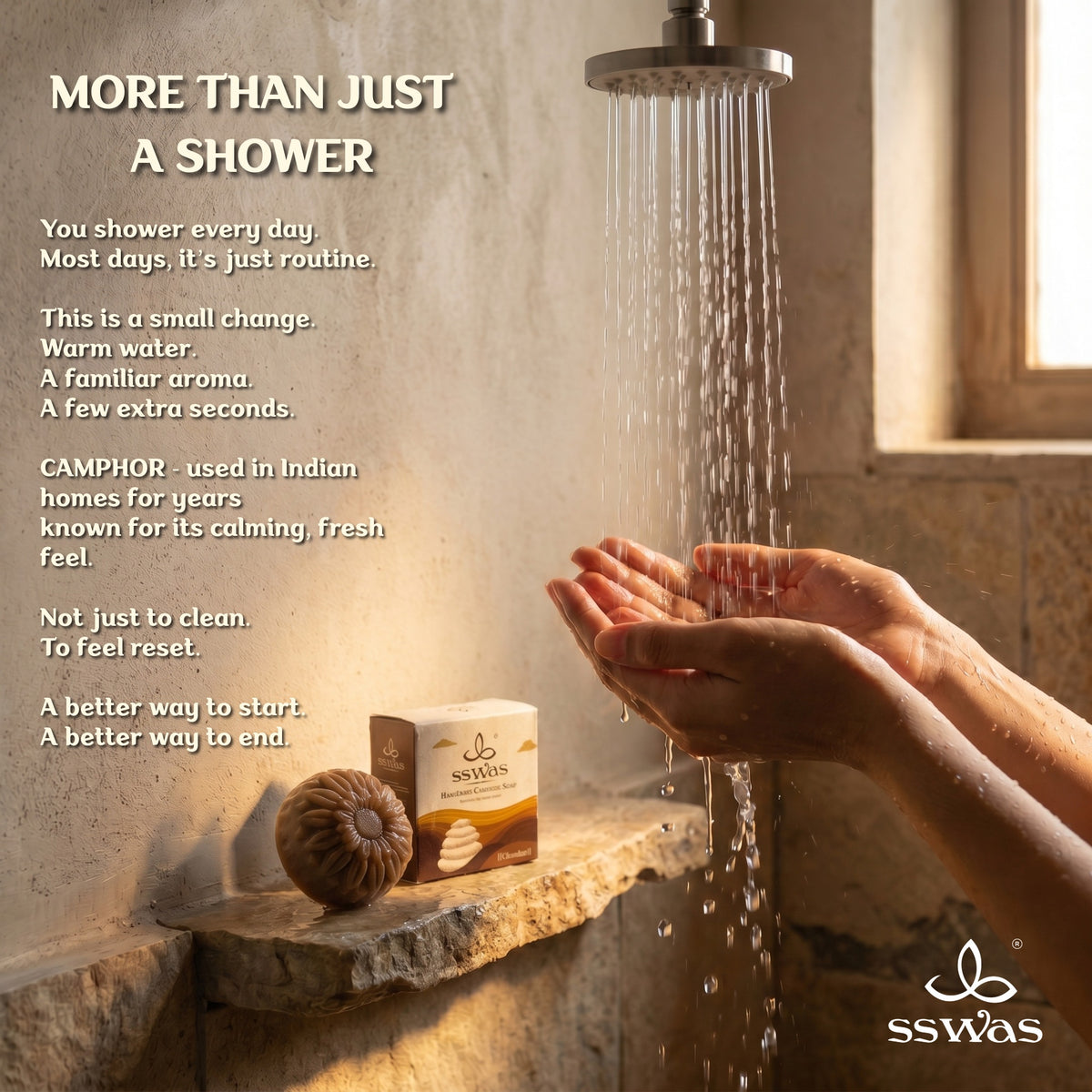 sswas Chandan  Handmade Camphor Soap (Sandalwood)