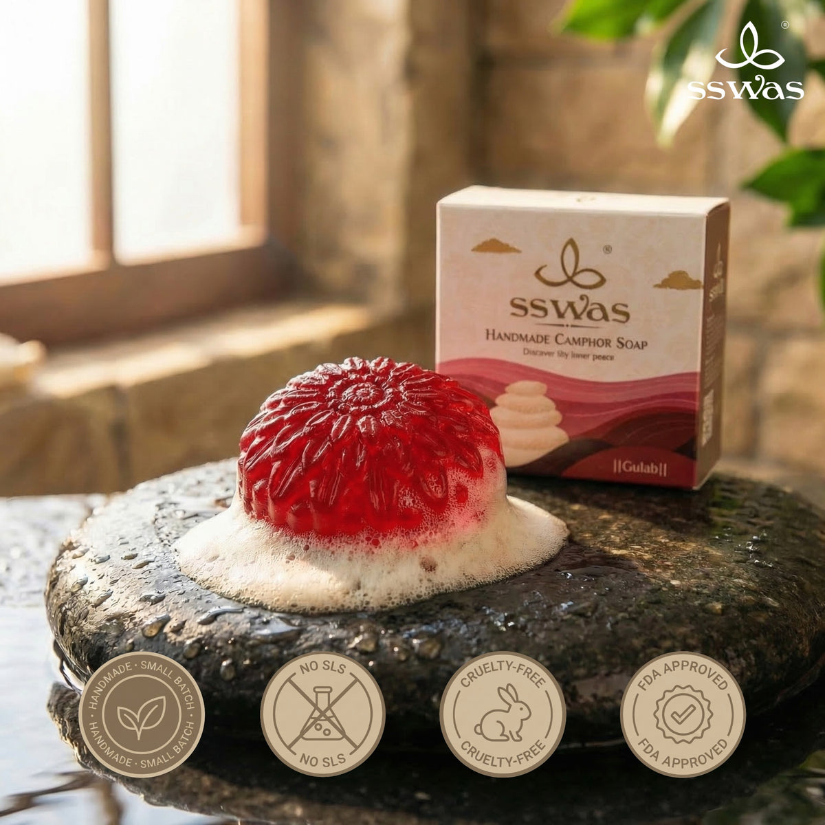 sswas Gulab Handmade Camphor Soap (Rose)