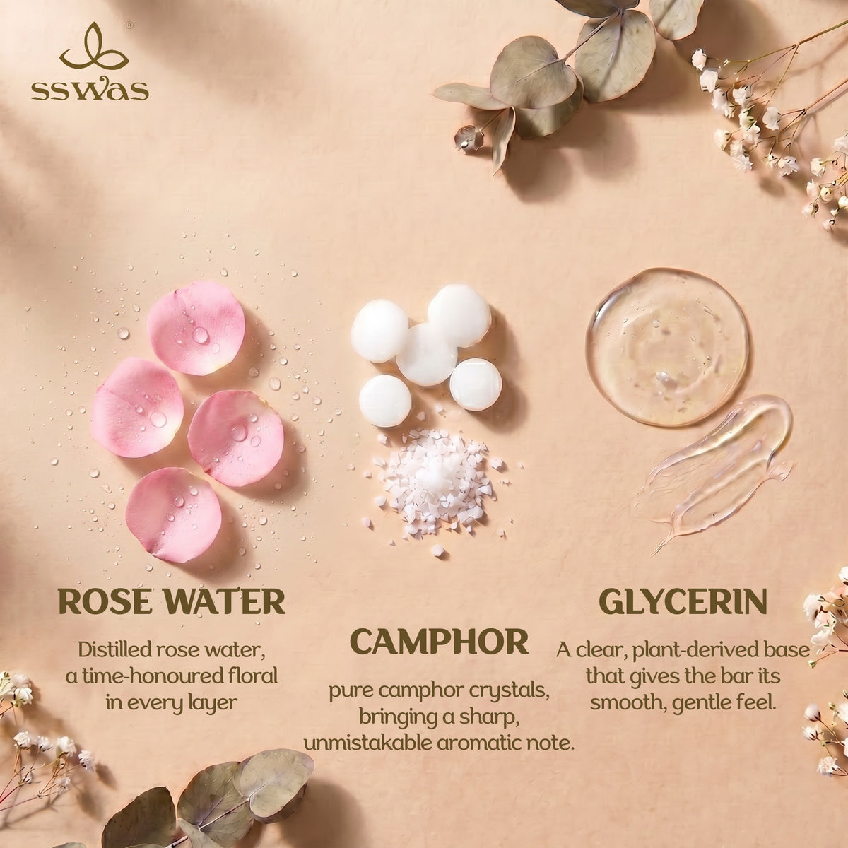 sswas Gulab Handmade Camphor Soap (Rose)
