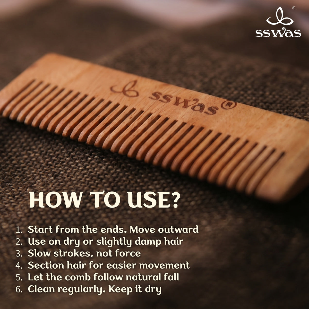 sswas Neem Wood Hair Comb