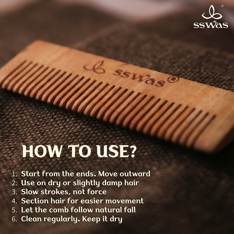 sswas Neem Wood Hair Comb